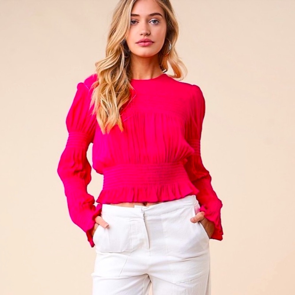 Hot Pink Smocked Blouse
